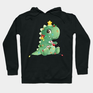 Cute Christmas Tree T Rex Dinosaur Hoodie